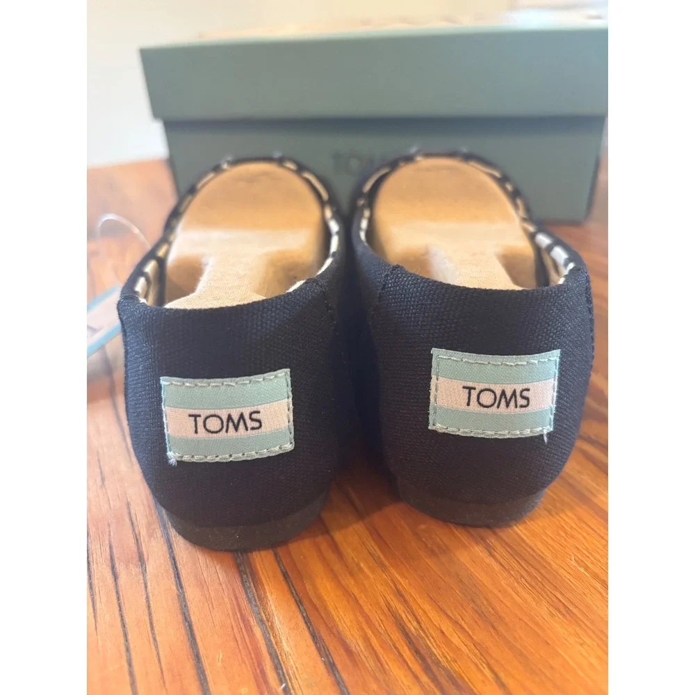 NWT TOMS Womens Alpargata Black Recycled Cotton Canvas Shoes 10017716 Size 6